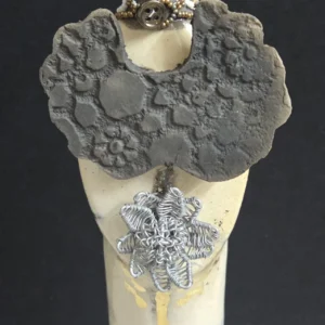 Tall Dlamini, cream angel with wings and wire protea